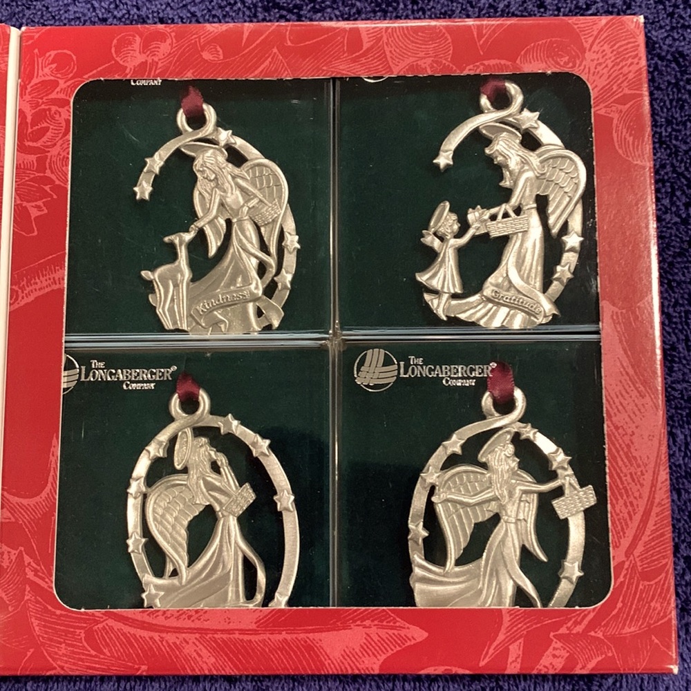 Longaberger set of 4 pewter Angel ornaments